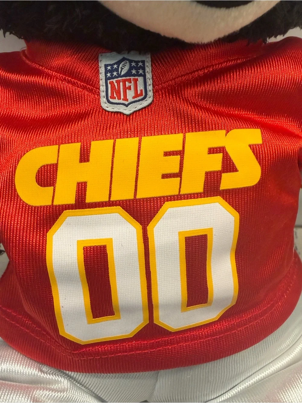 Build-A-Bear Black Bear in Red Kansas City Chiefs Jersey